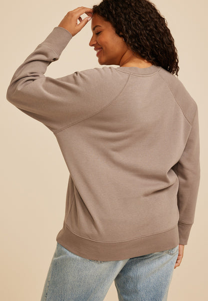 Plus Size Fall Icon Embroidered Graphic Sweatshirt