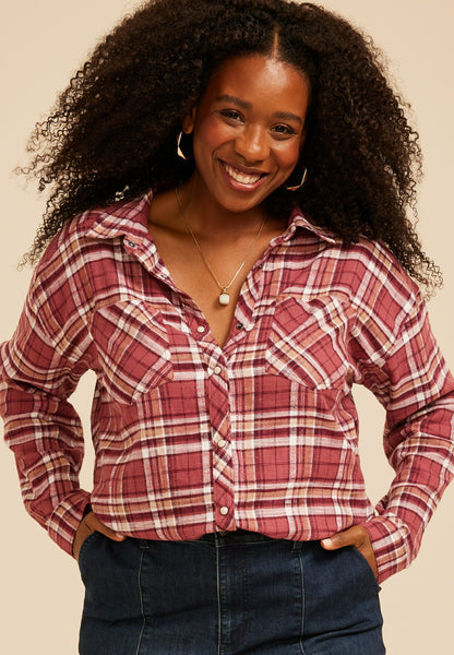 Plus Size Cabin Plaid Button Down Shirt