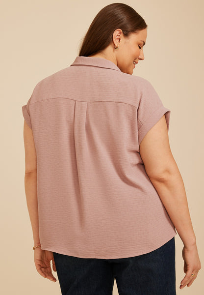 Plus Size Utility Button Down Shirt