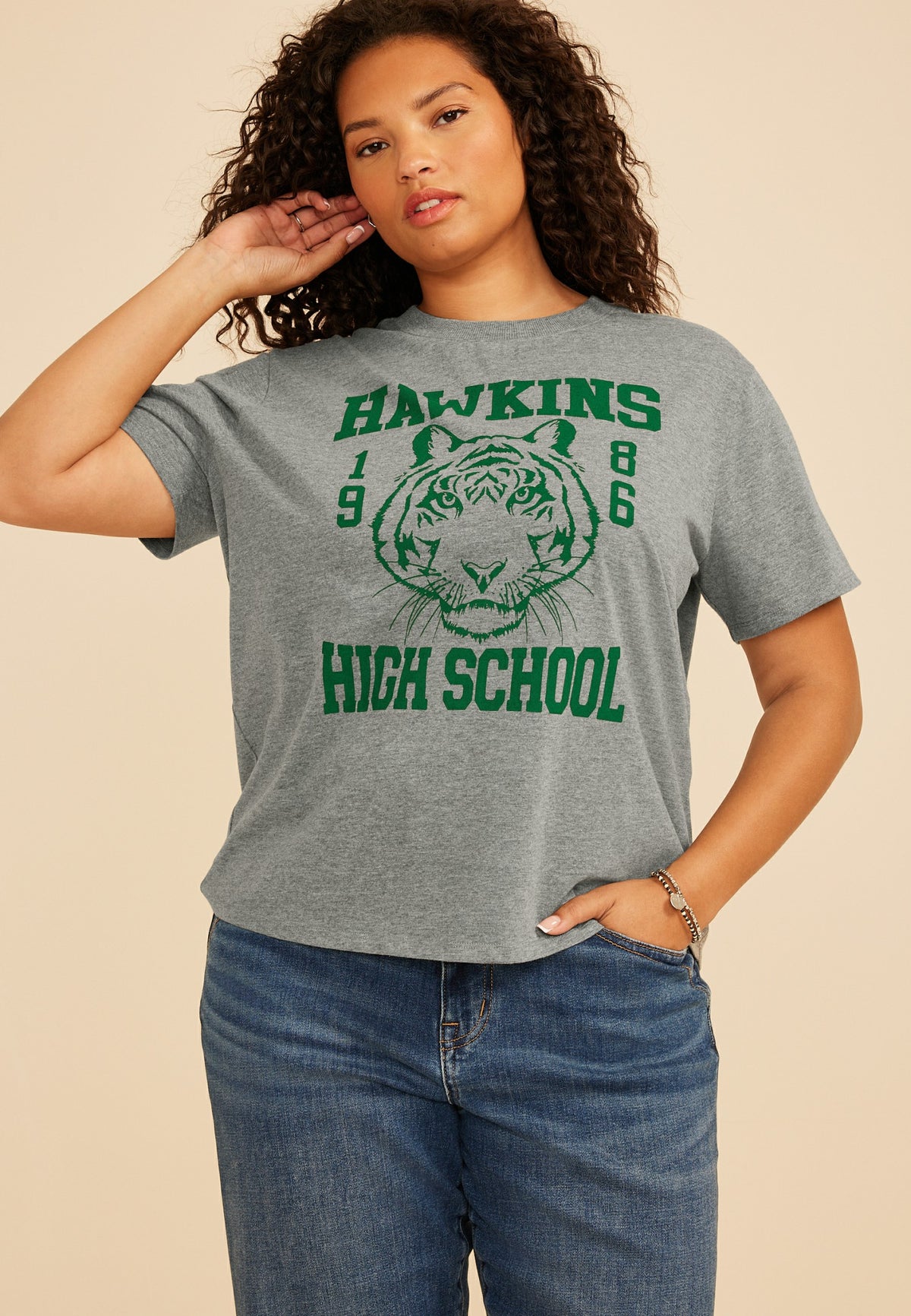 Plus Size Hawkins High School Vintage Fit Graphic Tee