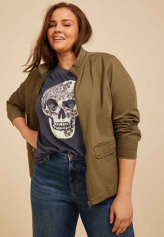 Plus Size Floral Skull Vintage Fit Graphic Tee