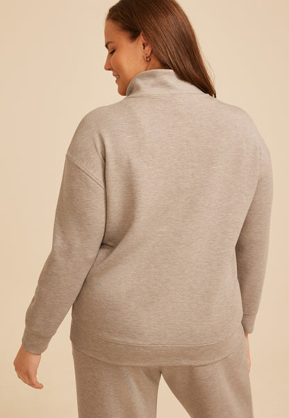 Plus Size Cloud Scuba Knit Half Zip Sweatshirt