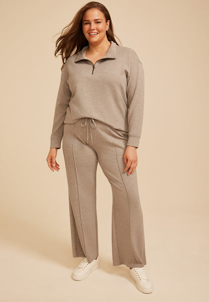 Plus Size Cloud Scuba Knit Half Zip Sweatshirt