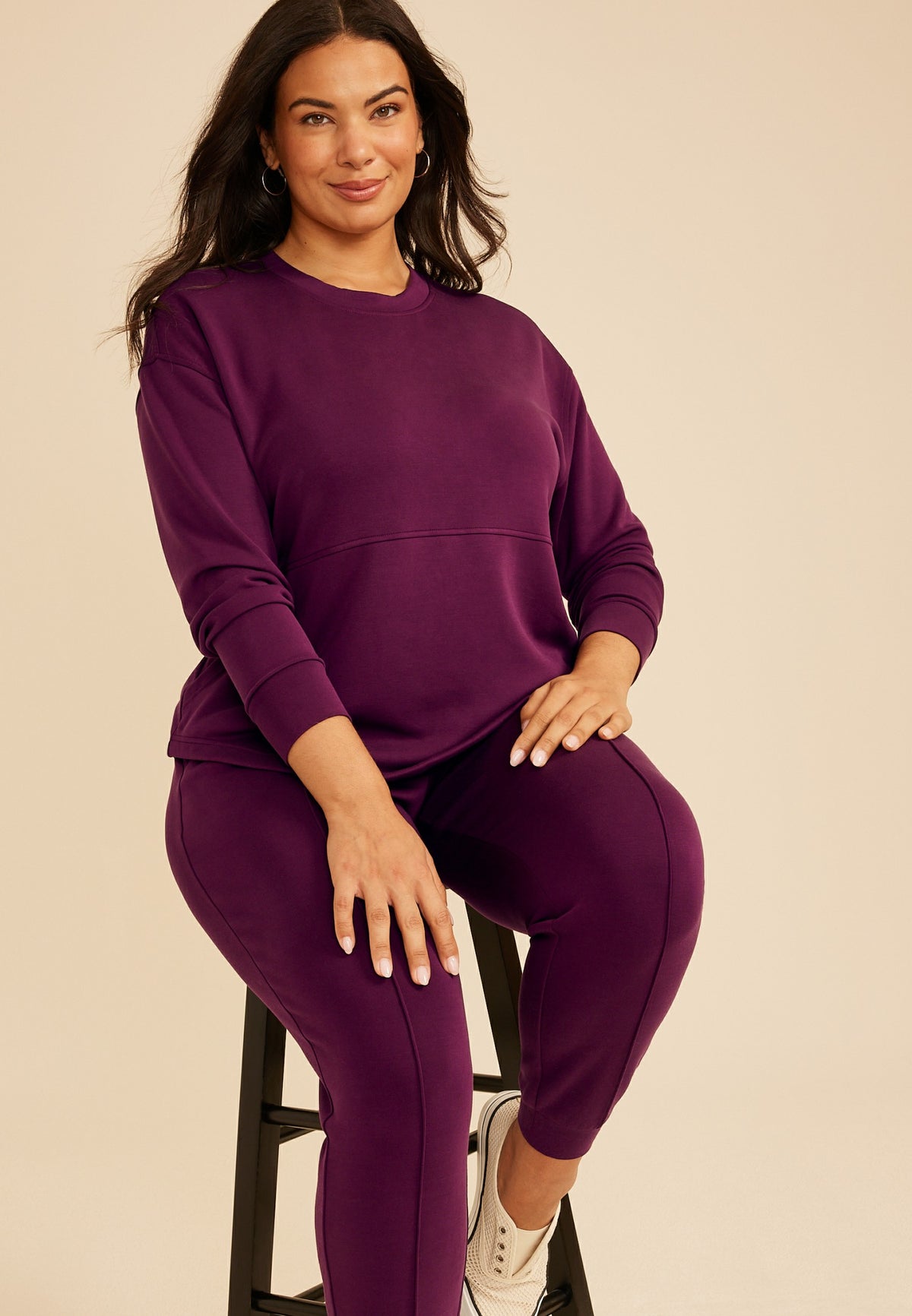 Plus Size Cloud Scuba Knit Crew Neck Sweatshirt