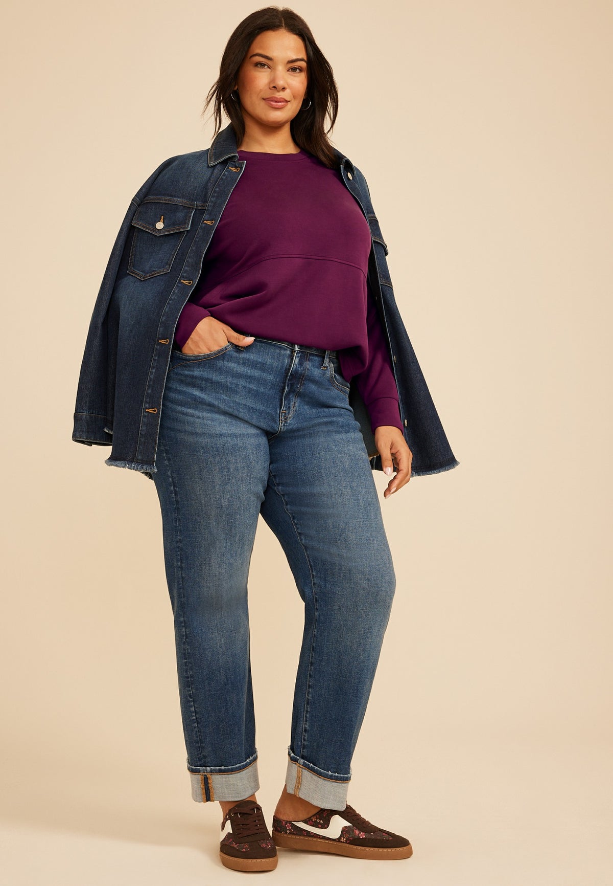 Plus Size Cloud Scuba Knit Crew Neck Sweatshirt