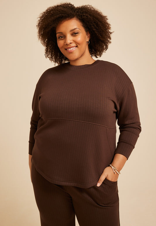 Plus Size Drop Needle Cloud Scuba Crew Neck Sweatshirt