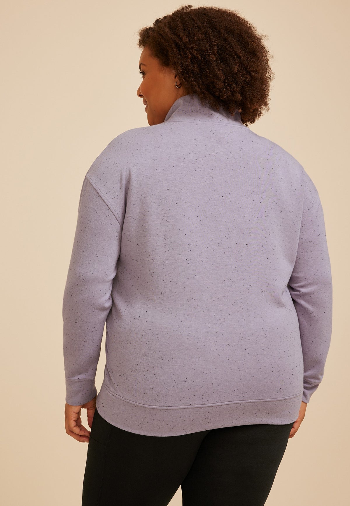 Plus Size Cloud Scuba Knit Speckled Half Zip Sweatshirt
