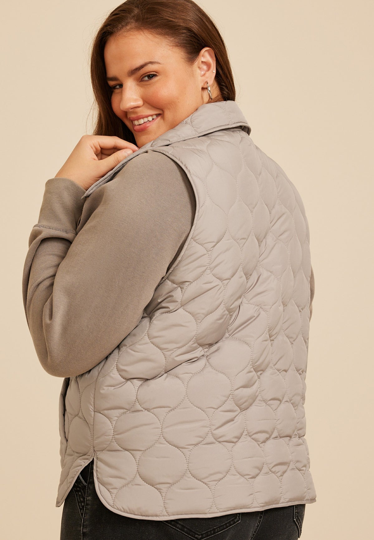 Plus Size Quilted Snap Front Athleisure Vest