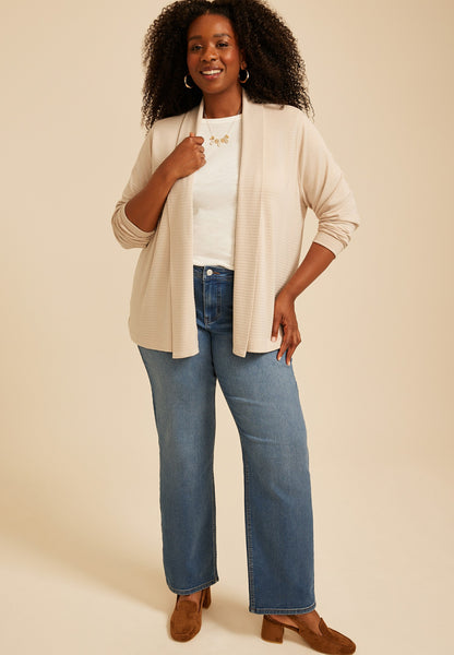 Plus Size Ottoman Ribbed Cardigan