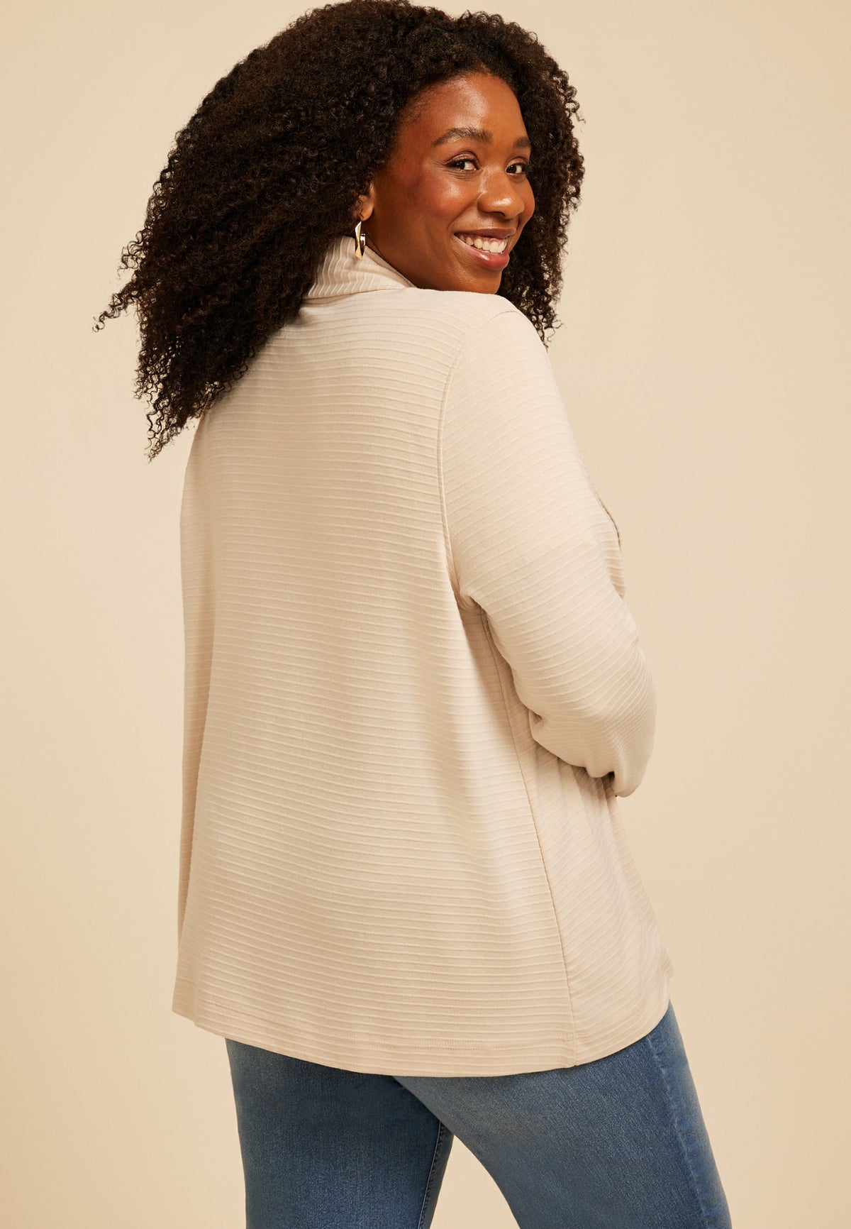 Plus Size Ottoman Ribbed Cardigan
