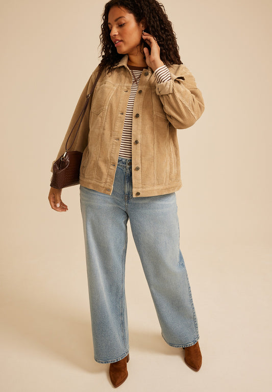 Plus Size Corduroy Trucker Jacket