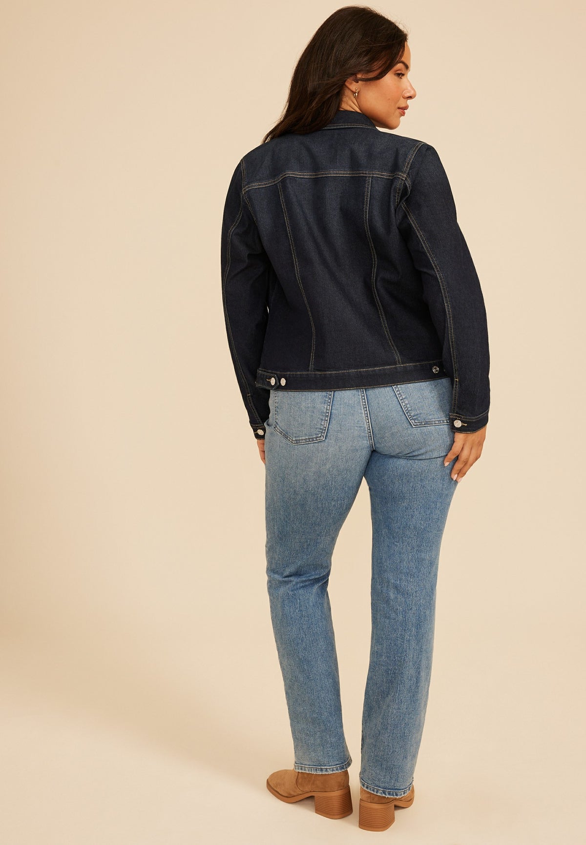 Plus Size Super Dark Denim Jacket
