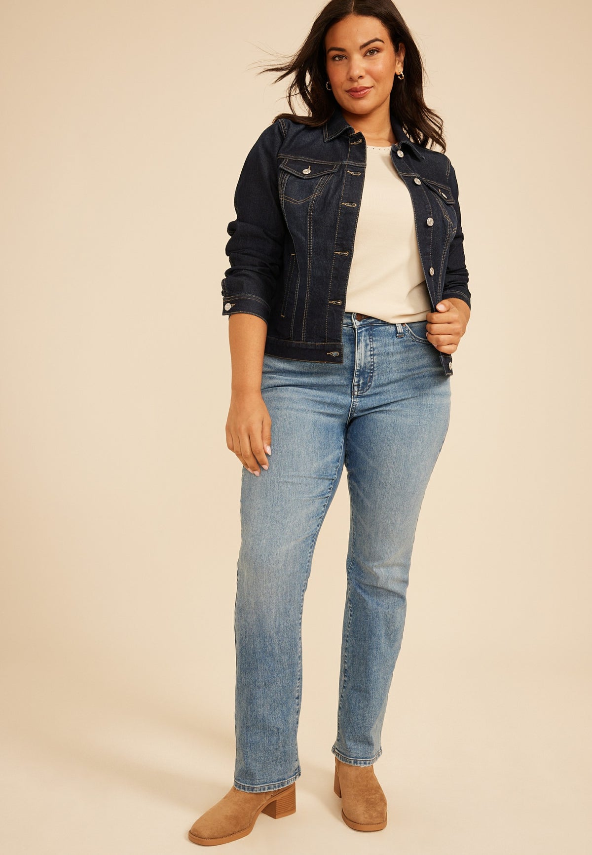 Plus Size Super Dark Denim Jacket