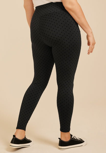 Plus Size Flocked Dot Legging