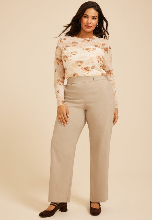 Plus Size High Rise Bengaline Wide Leg Pant
