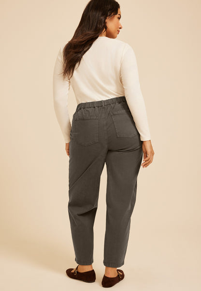 Plus Size High Rise Seamed Barrel Pant