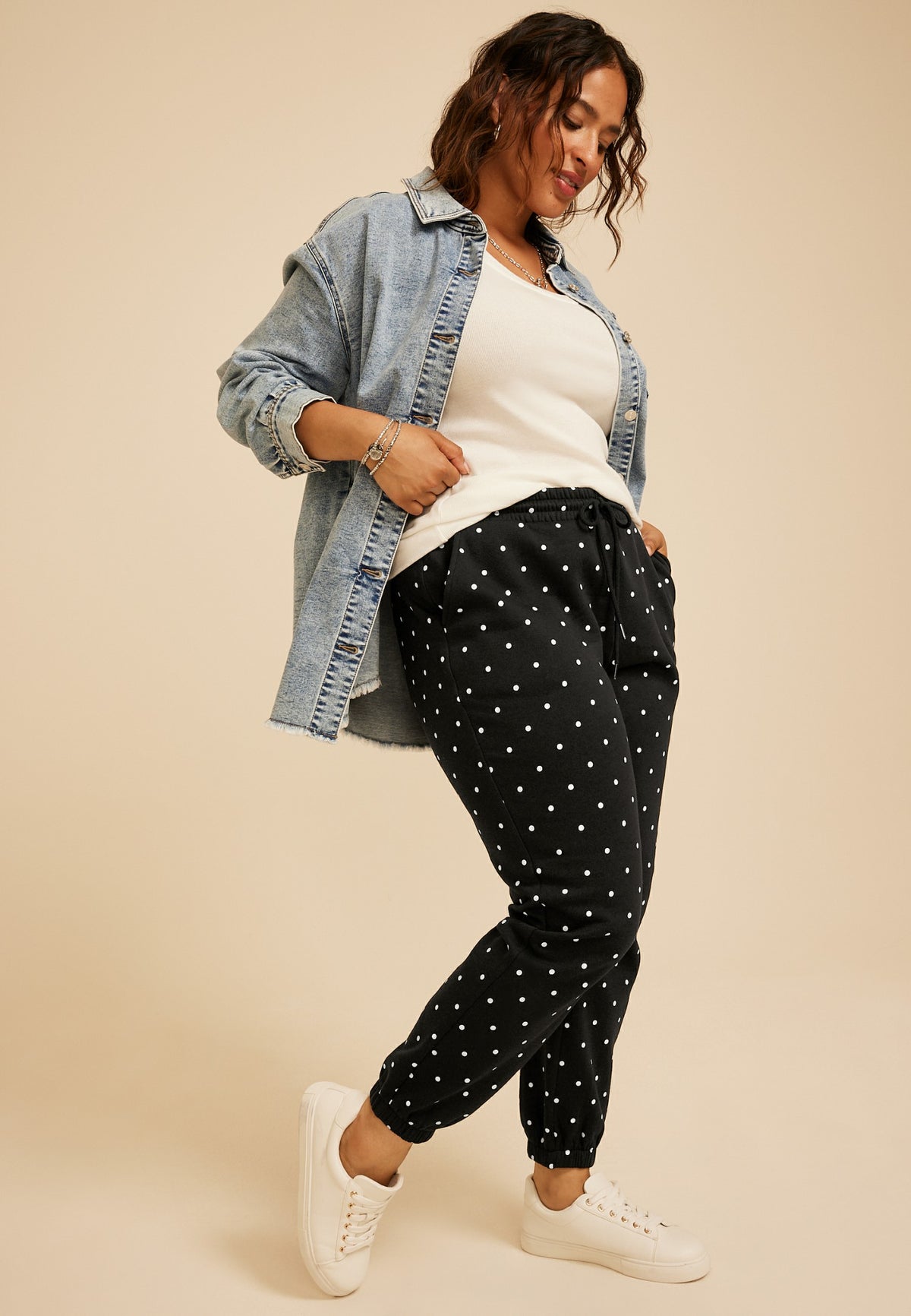 Plus Size Polka Dot Jogger