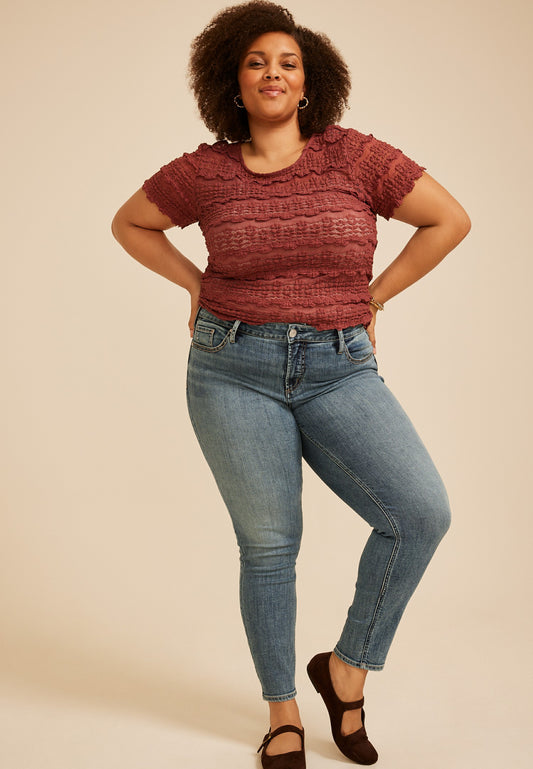 Plus Size Silver Jeans Co.® Elyse Curvy Mid Rise Luxe Stretch Skinny Jean