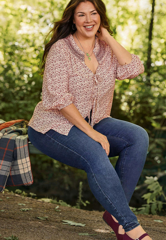 Plus Size edgely™ High Rise Waist Detail Skinny Jean