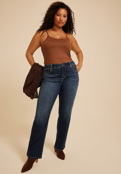 Plus Size Silver Jeans Co.®Elyse Curvy Mid Rise Luxe Stretch Straight Jean