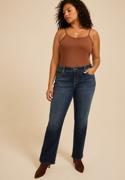 Plus Size Silver Jeans Co.®Elyse Curvy Mid Rise Luxe Stretch Straight Jean