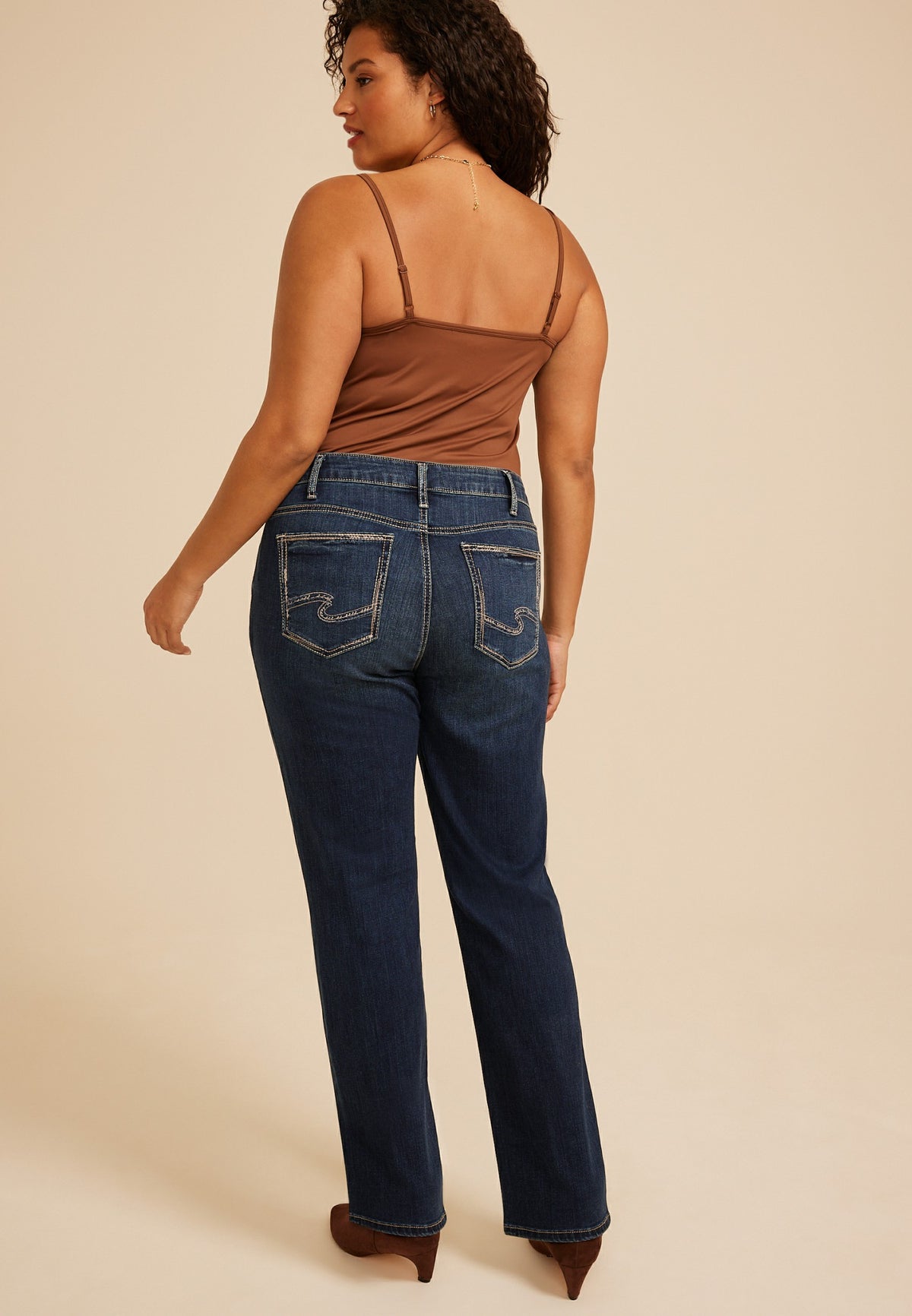 Plus Size Silver Jeans Co.®Elyse Curvy Mid Rise Luxe Stretch Straight Jean