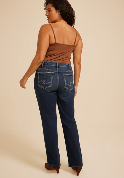 Plus Size Silver Jeans Co.®Elyse Curvy Mid Rise Luxe Stretch Straight Jean