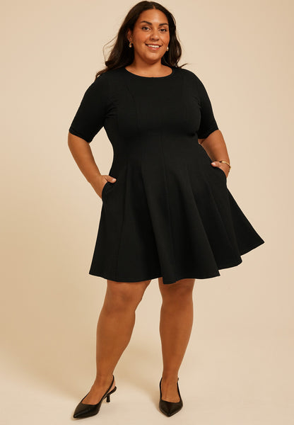 Plus Size Pleated Ponte Dress