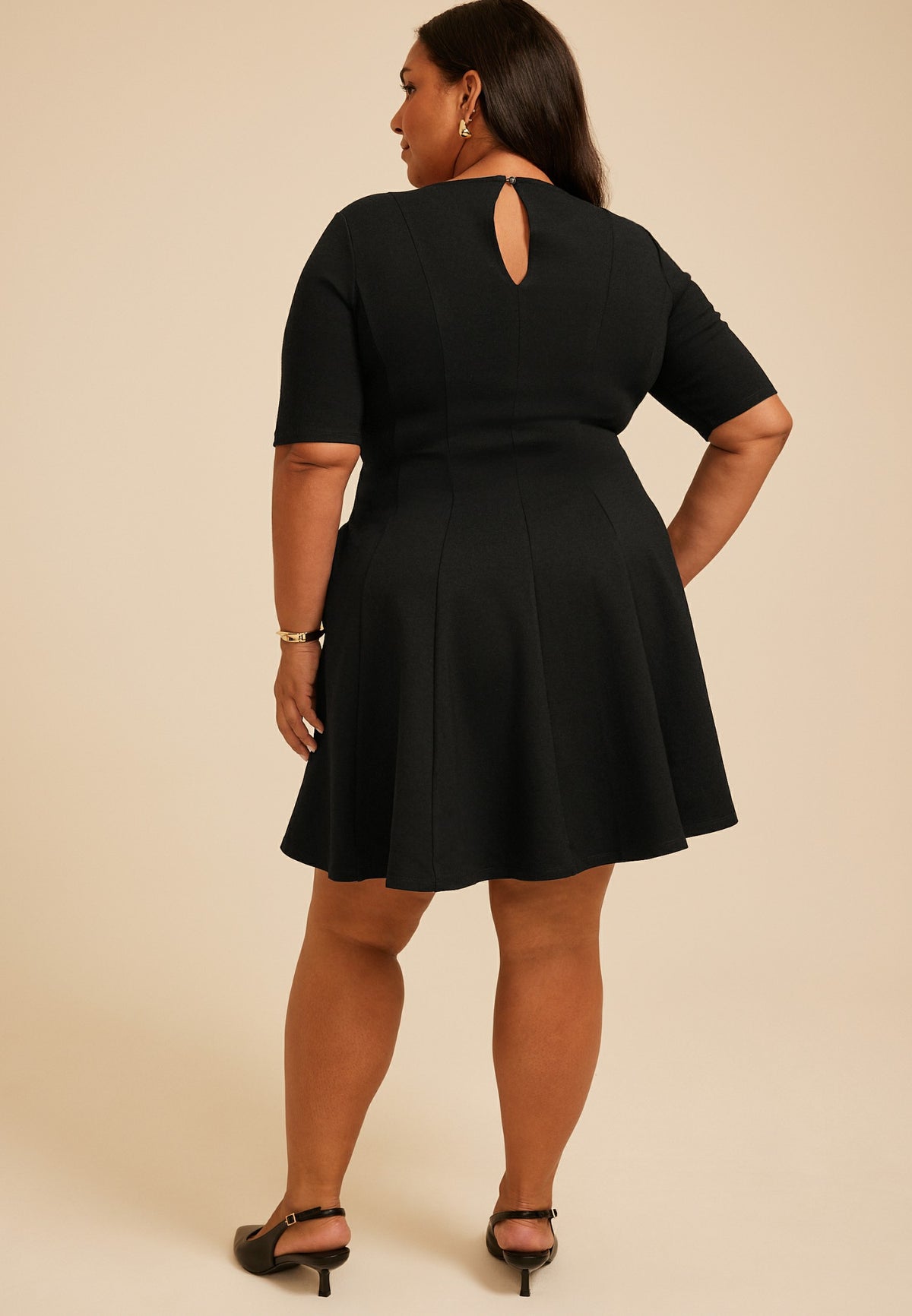 Plus Size Pleated Ponte Dress