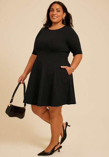 Plus Size Pleated Ponte Dress