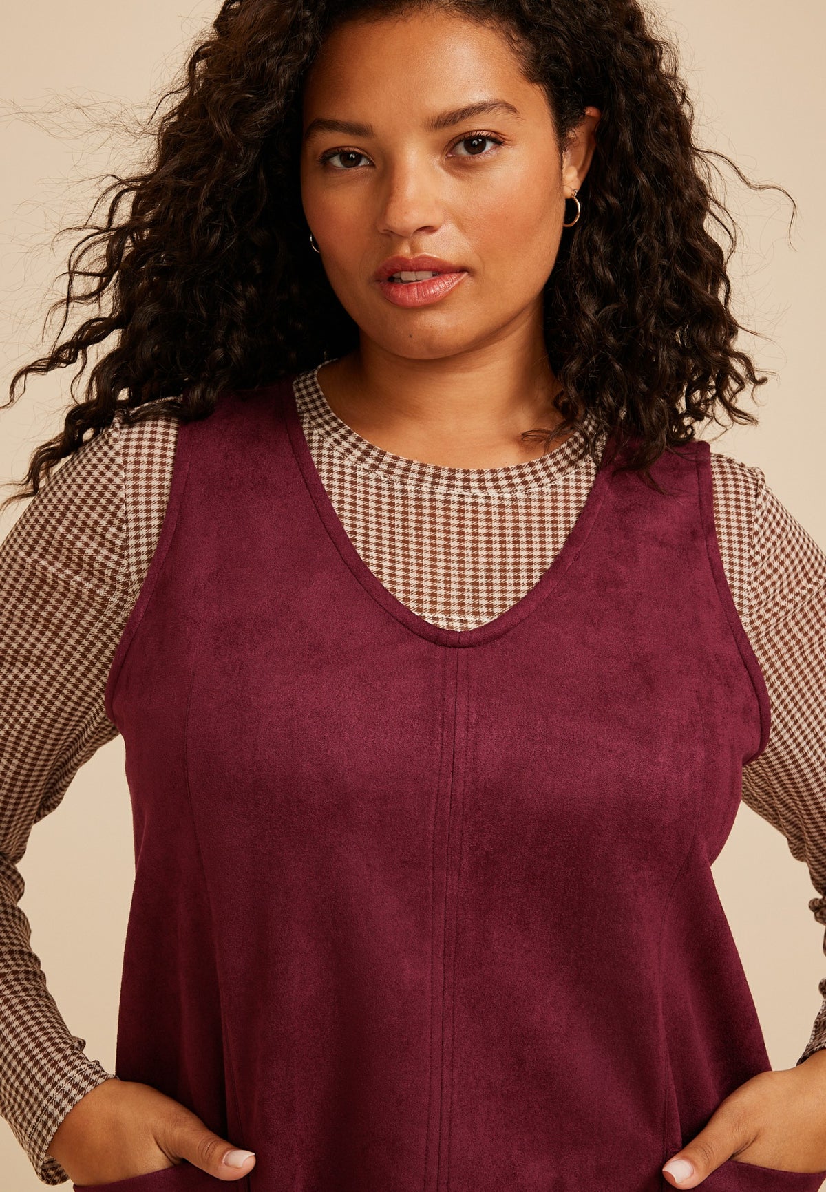 Plus Size Bare Faux Suede Shift Dress