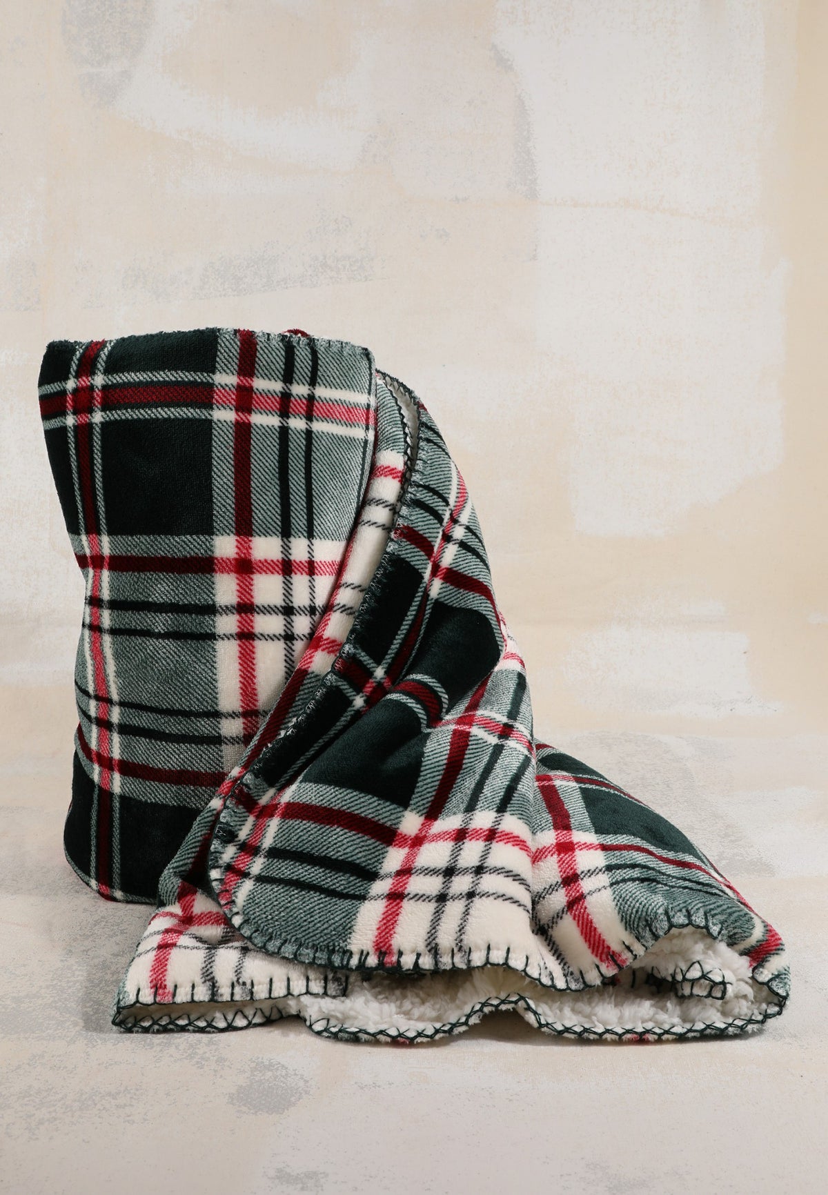 Holiday Green Plaid Sherpa Blanket