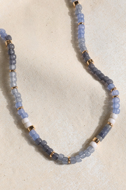 Gold And Blue Aventurine Beaded Necklace