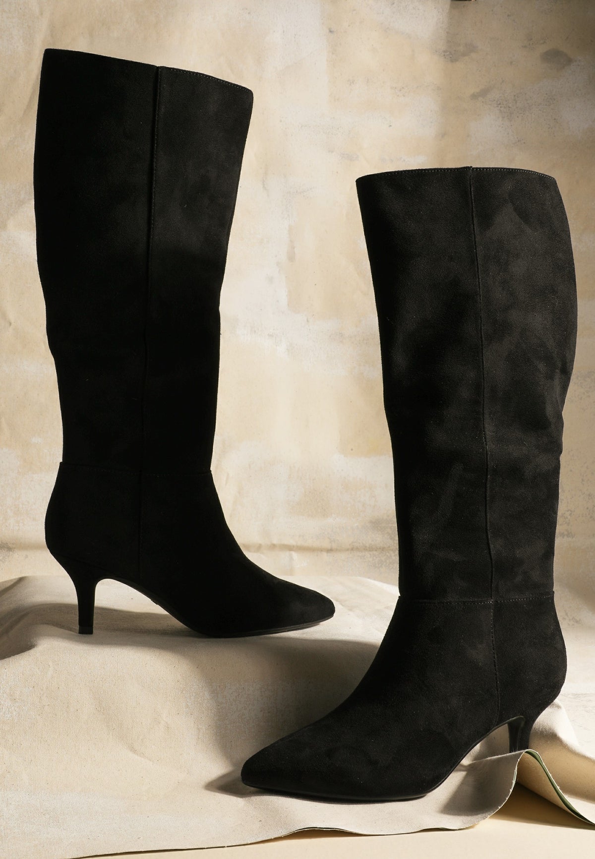 SuperCush Faux Suede Kitten Heel Tall Boots