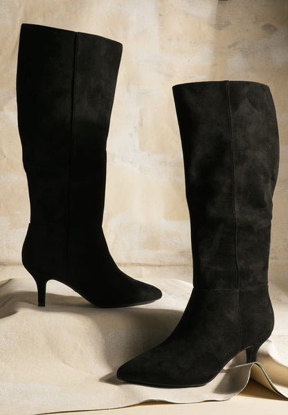 SuperCush Faux Suede Kitten Heel Tall Boots