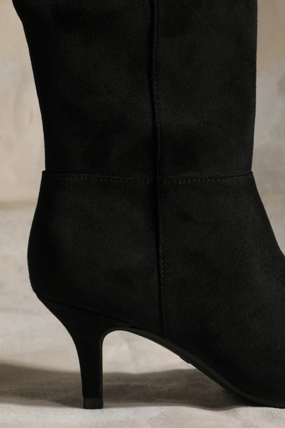 SuperCush Faux Suede Kitten Heel Tall Boots