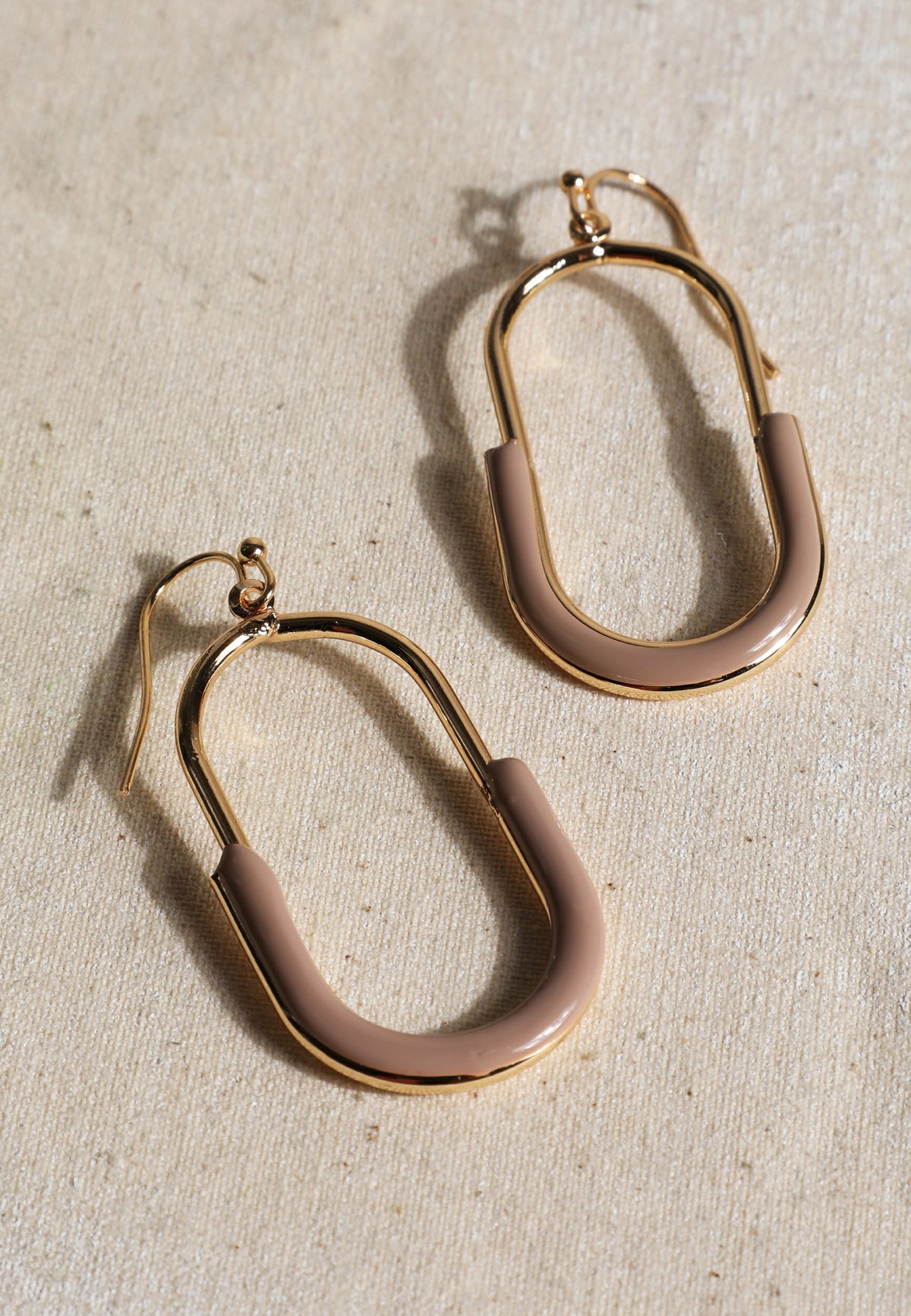 Gold Neutral Oval Drop Earrings