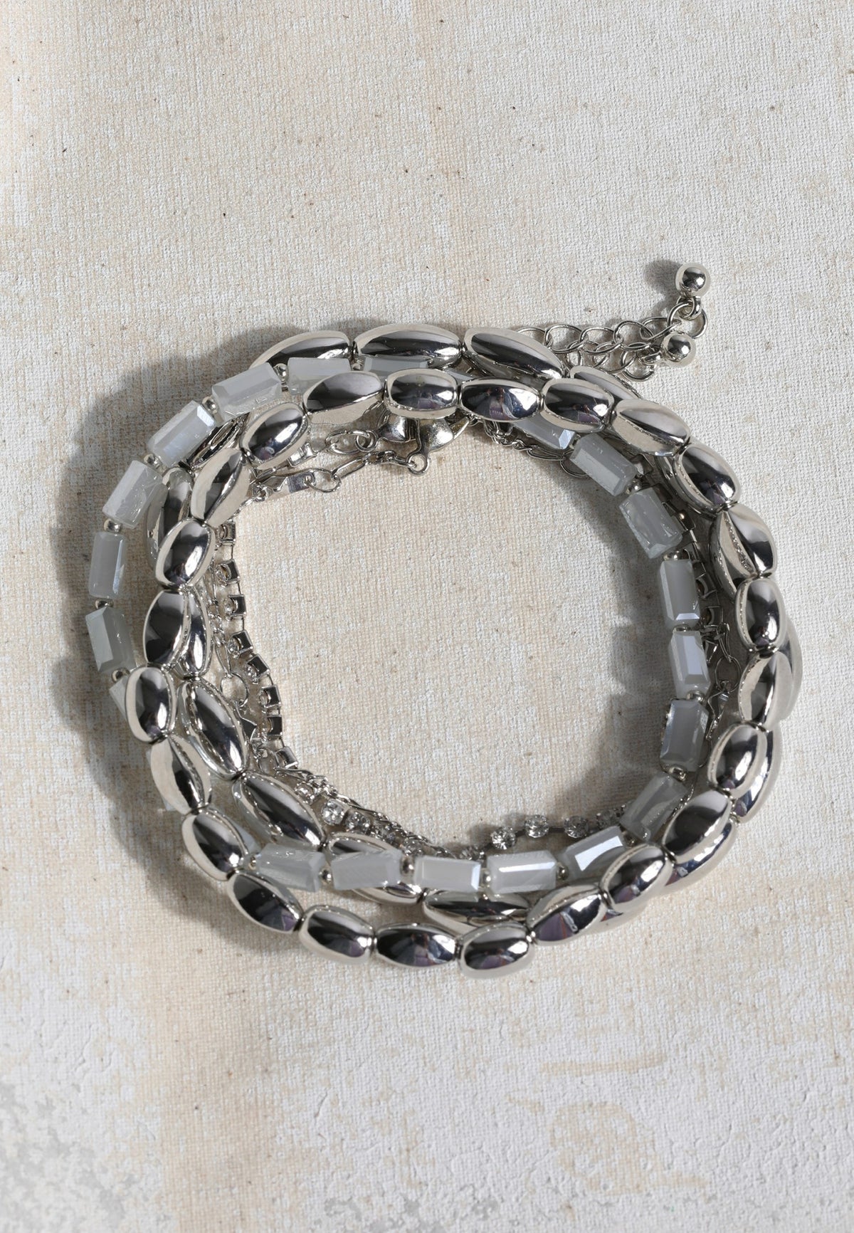 Silver And Light Blue Mixed Bracelet Set