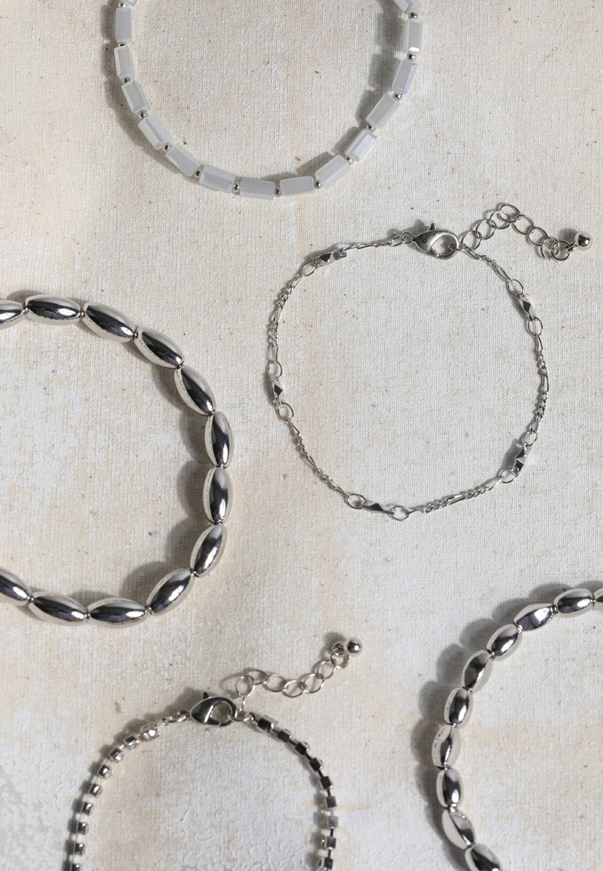 Silver And Light Blue Mixed Bracelet Set