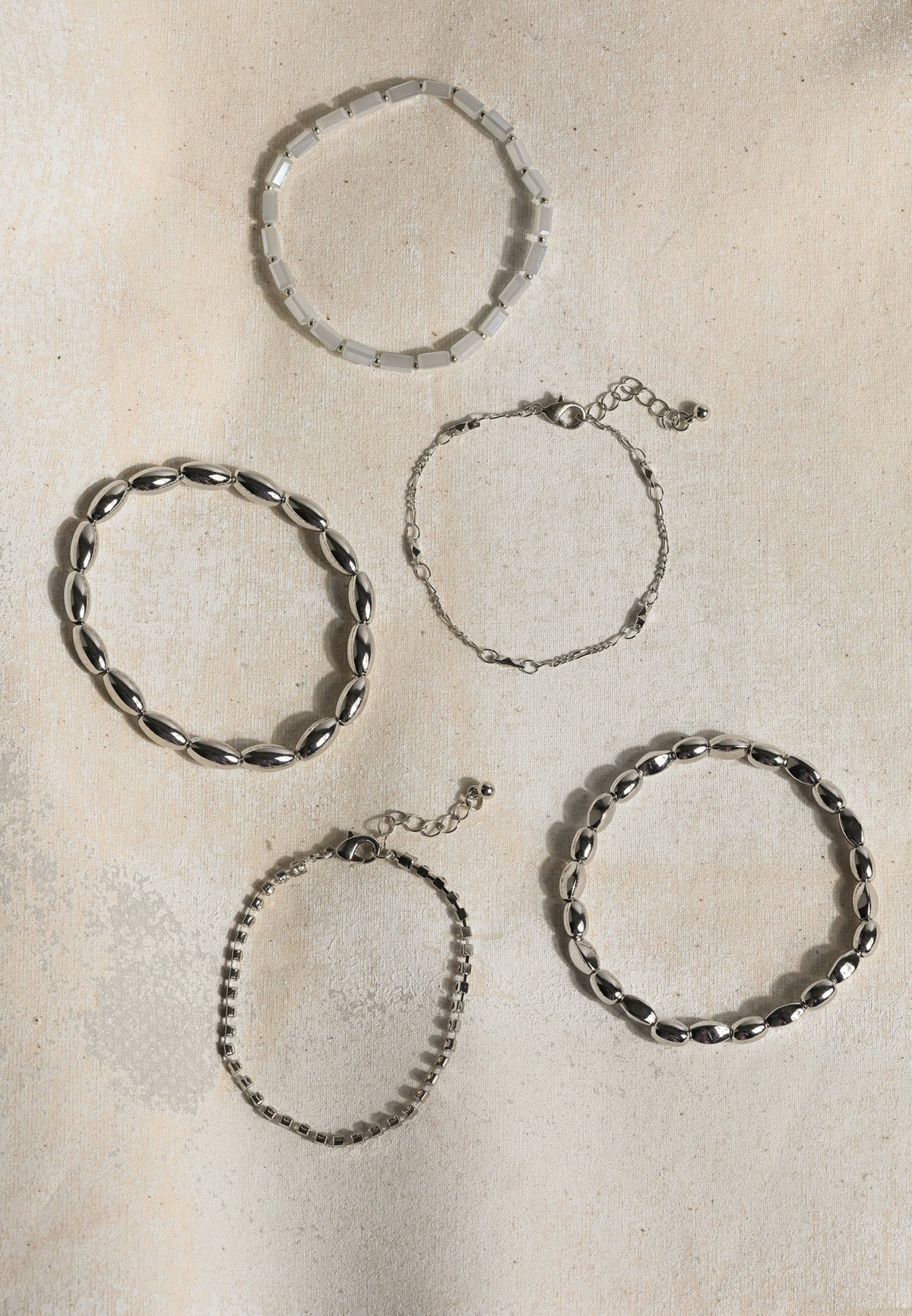 Silver And Light Blue Mixed Bracelet Set