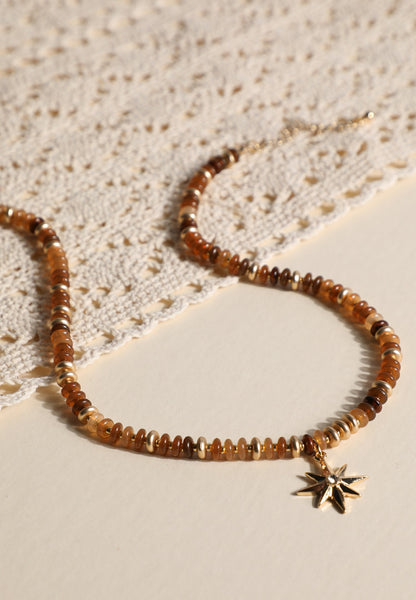 Starburst Charm Beaded Necklace