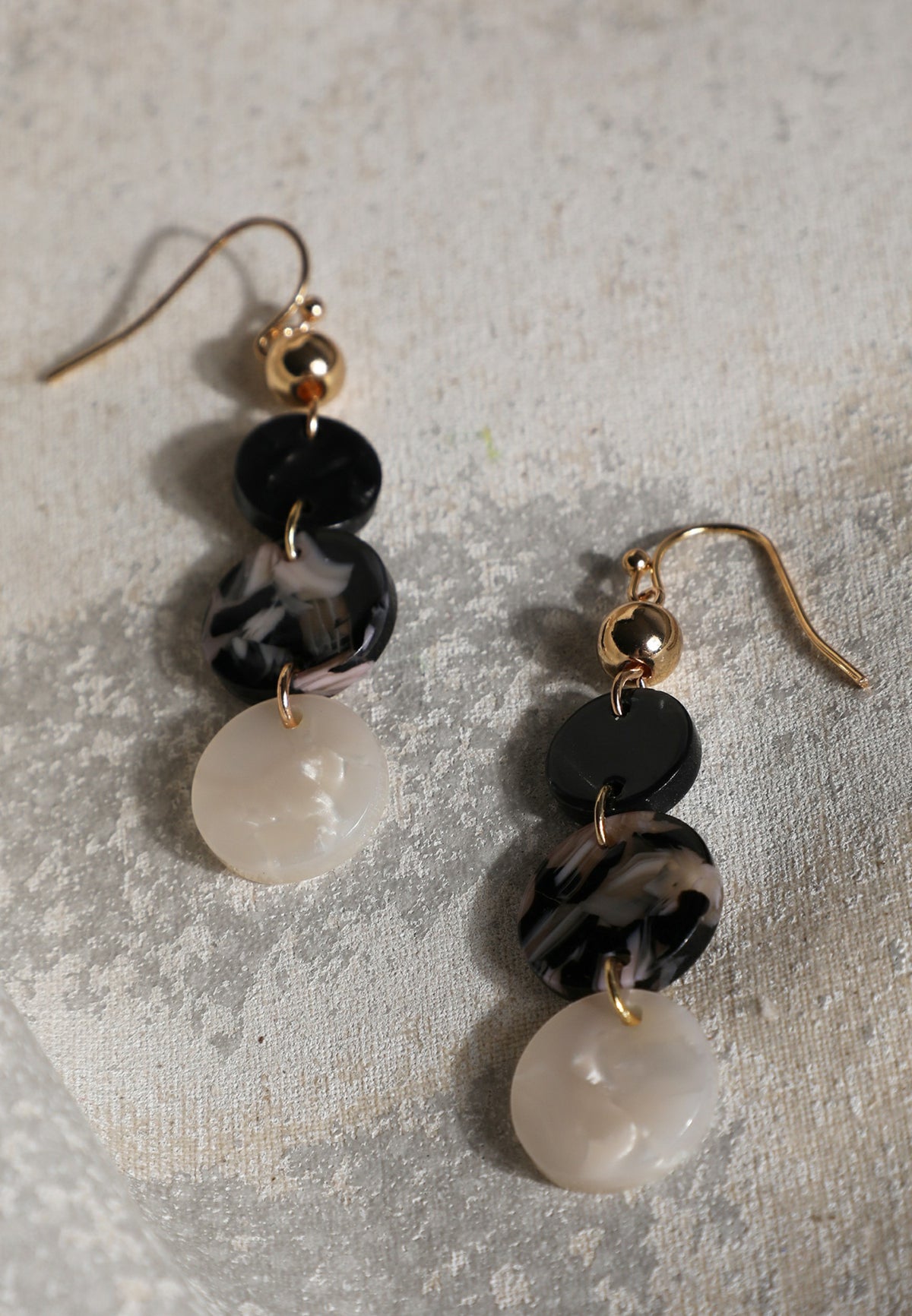 Gold Marbled Resin Drop Earrings