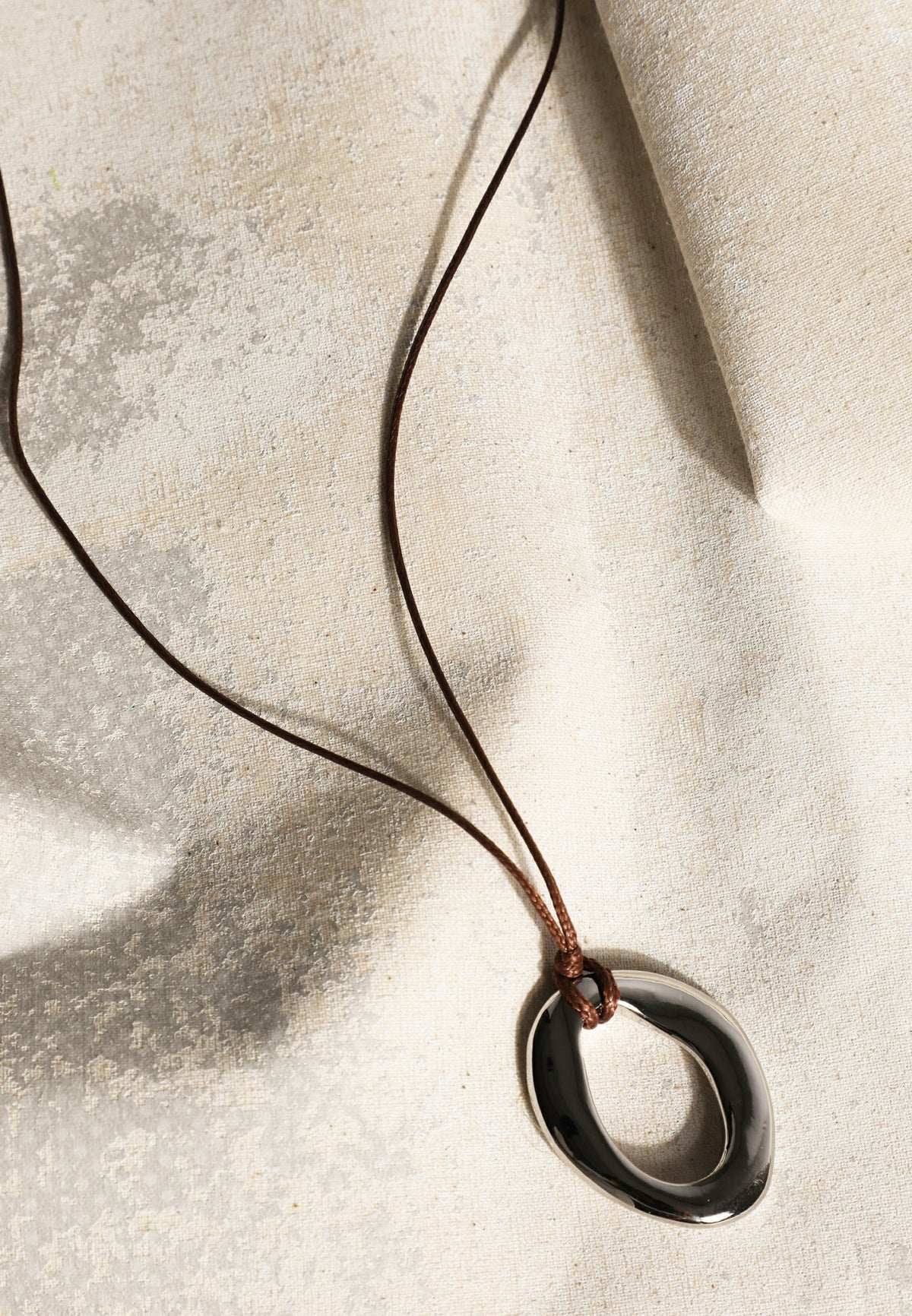 Gold Open Circle Cord Necklace