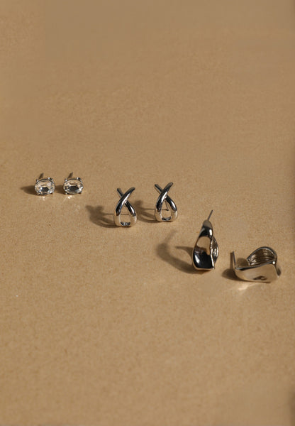 Silver Mixed Stud Earring Set