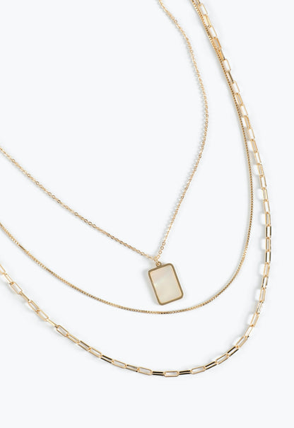 Gold Faux Shell Layered Necklace