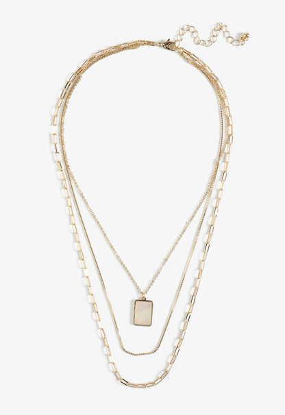 Gold Faux Shell Layered Necklace