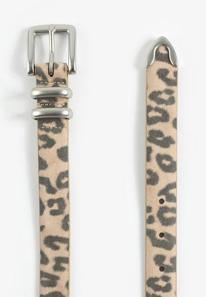 Faux Suede Leopard Silver Buckle Belt