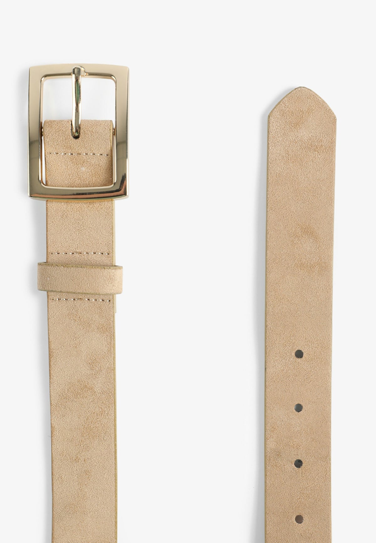 Plus Size Taupe Faux Suede Gold Buckle Belt