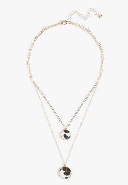 Gold Cow Print Double Layer Necklace