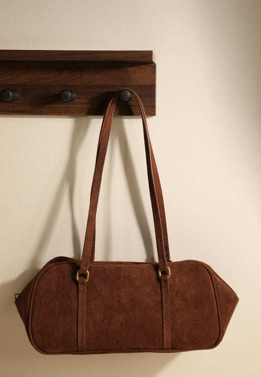 Faux Suede Baguette Bag